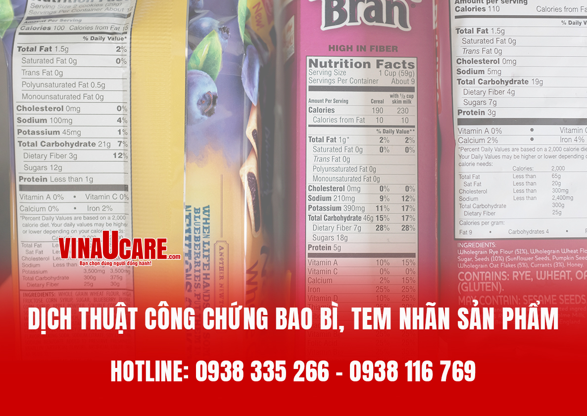 Dịch thuật công chứng bao bì, tem nhãn sản phẩm